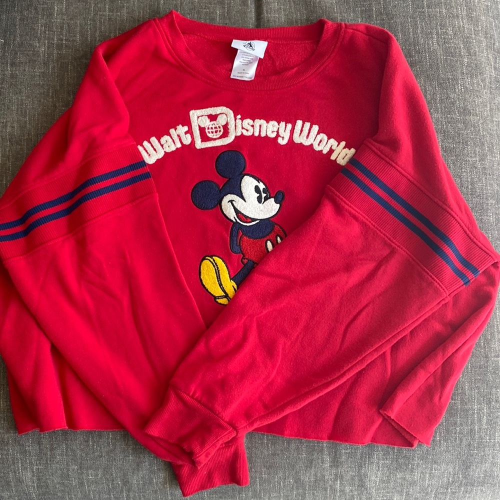 DISNEY Red Mickey Mouse cropped sweatshirt, size XL, worn once